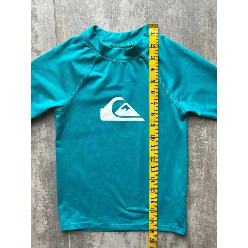 Quiksilver Boy Girl Kids Short 1/2 Sleeve UPF 50 Rash Guard Beach Swim Shirt 7